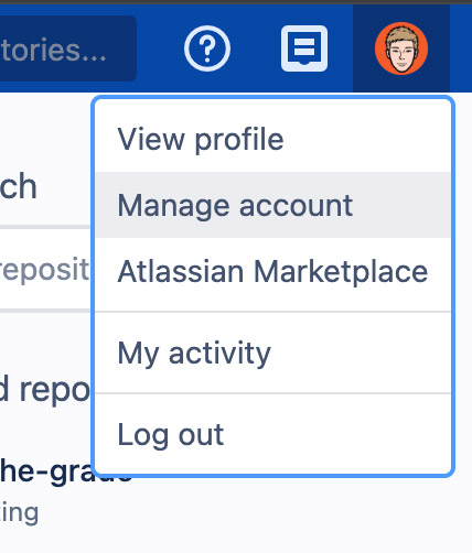 Account dropdown