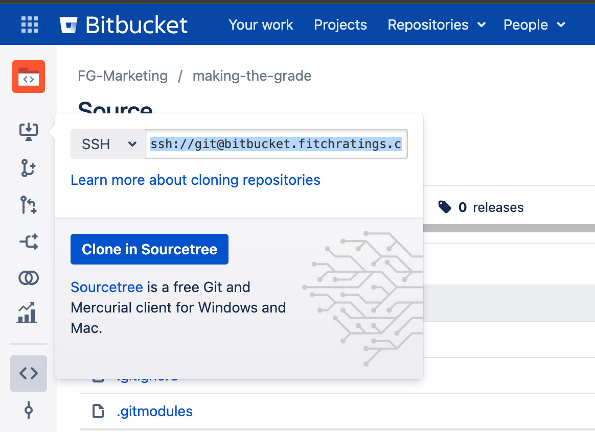 Copy the SSH URL from Bitbucket