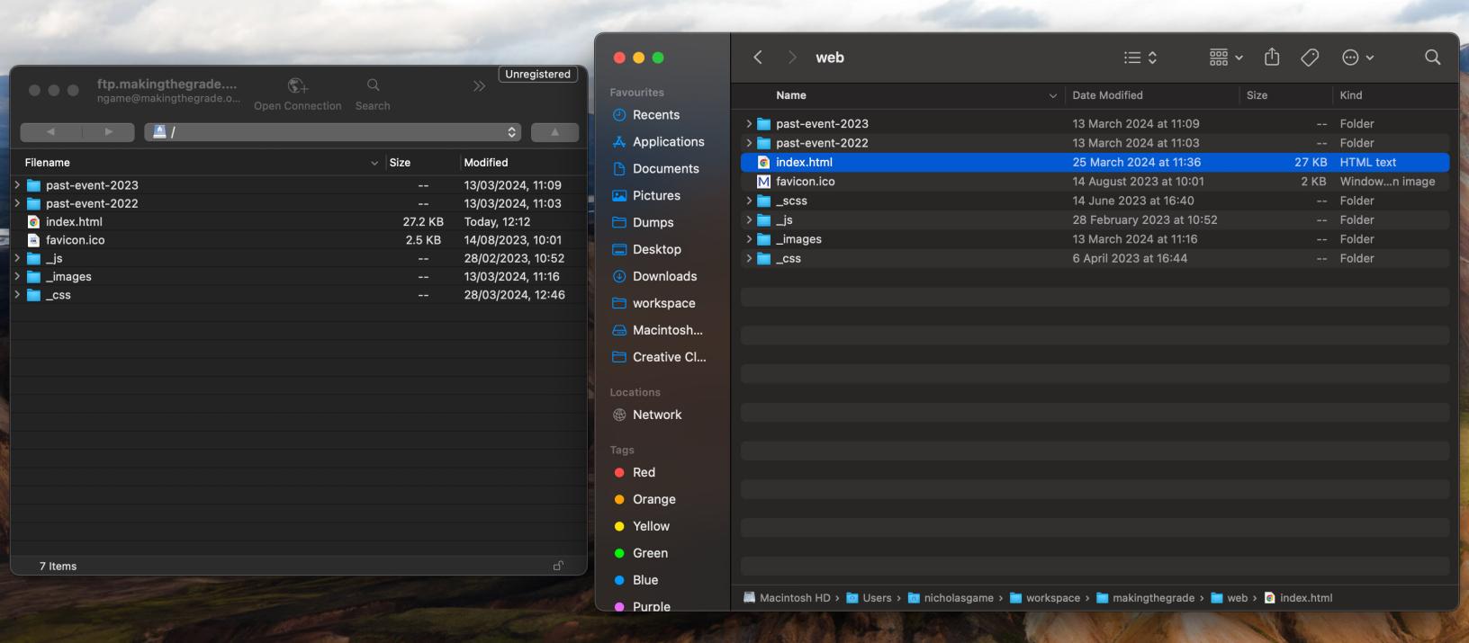 Upload files via FTP