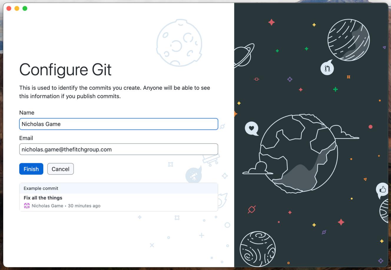 Github Desktop configure author