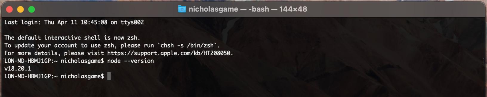 Node version