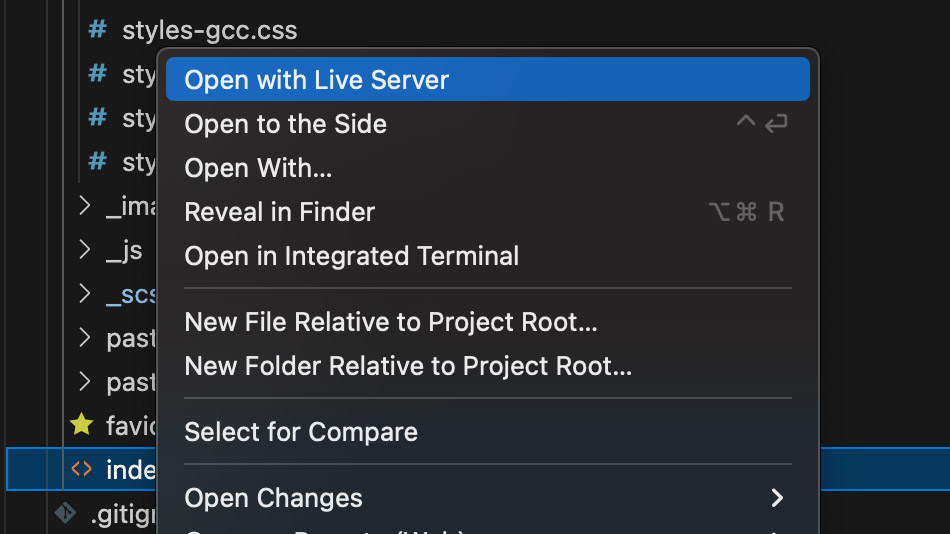 Open with live server
